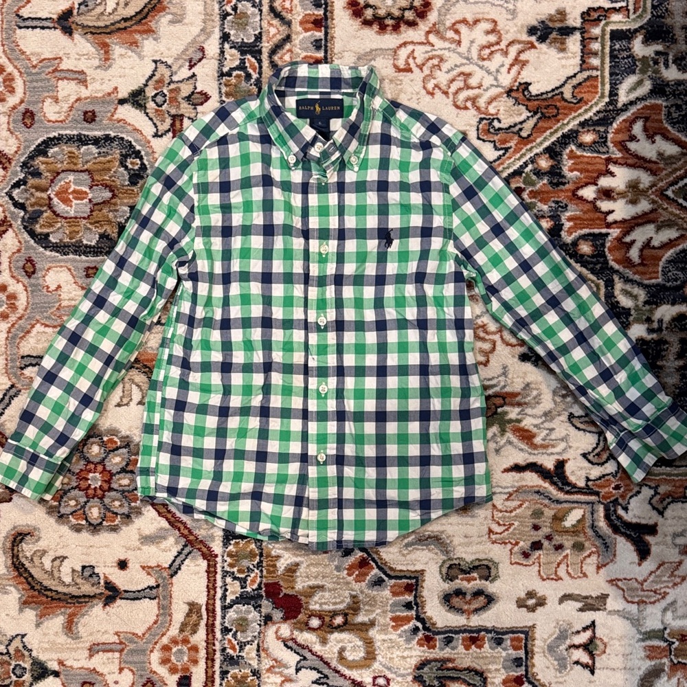 Polo by Ralph Lauren Green and Blue Checkered Shirt